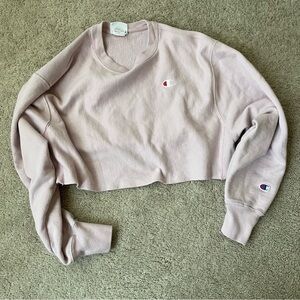 Champion Women's Pink Cropped Sweatshirt